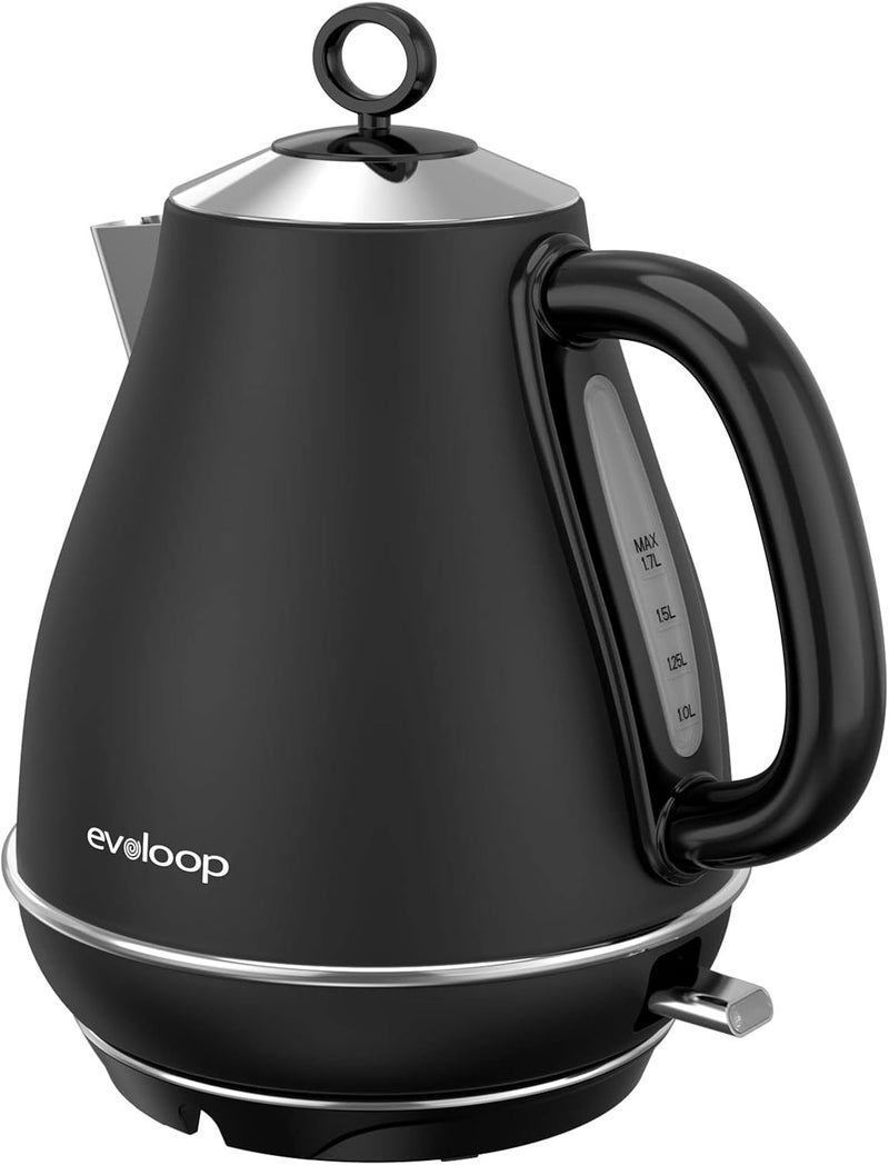 evoloop 1.7L Electric Kettles, BPA Free Tea Kettle, Hot Water Boiler Heater, Stainless Steel Teapot, Auto Shut-Off & Boil-Dry Protection, 120V/1500W (Black) - Image 1